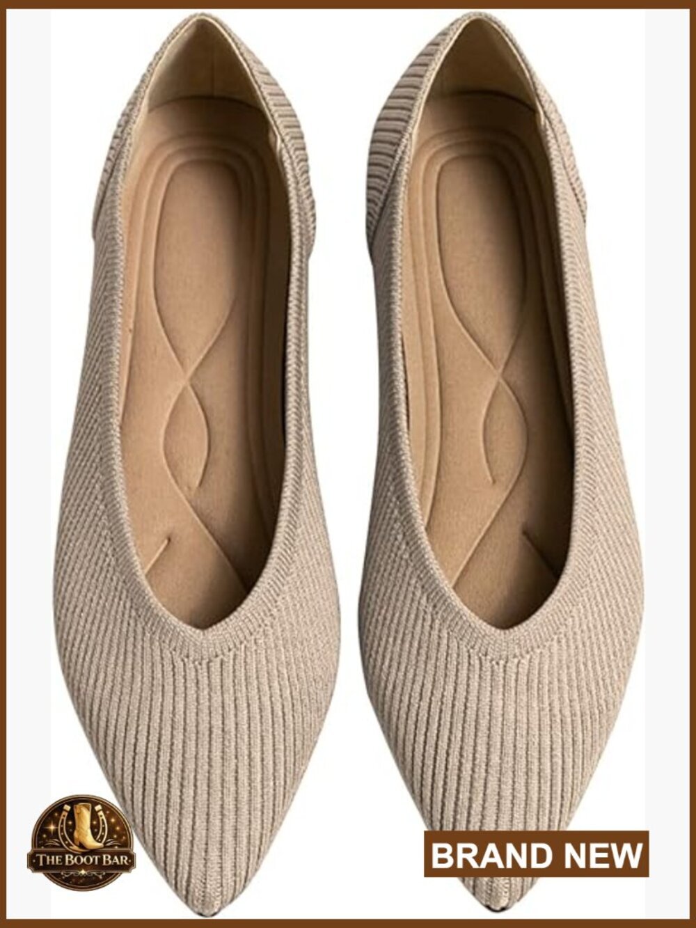 Pointed Toe Knit Ballet Flats Breathable Slip On Dressy Comfort Shoes